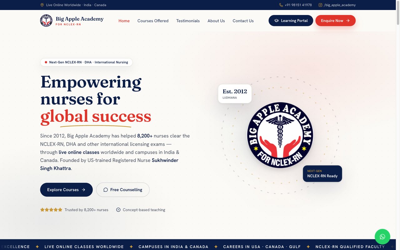 Big Apple Academy NCLEX-RN coaching website
